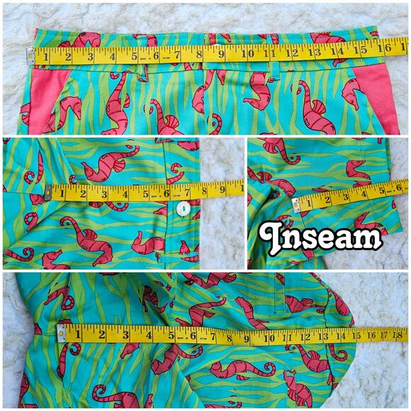 Green Seahorse Shorts Size 4 Stretch Fabric Ocean Beach Print Haley & The Hound - Picture 4 of 5